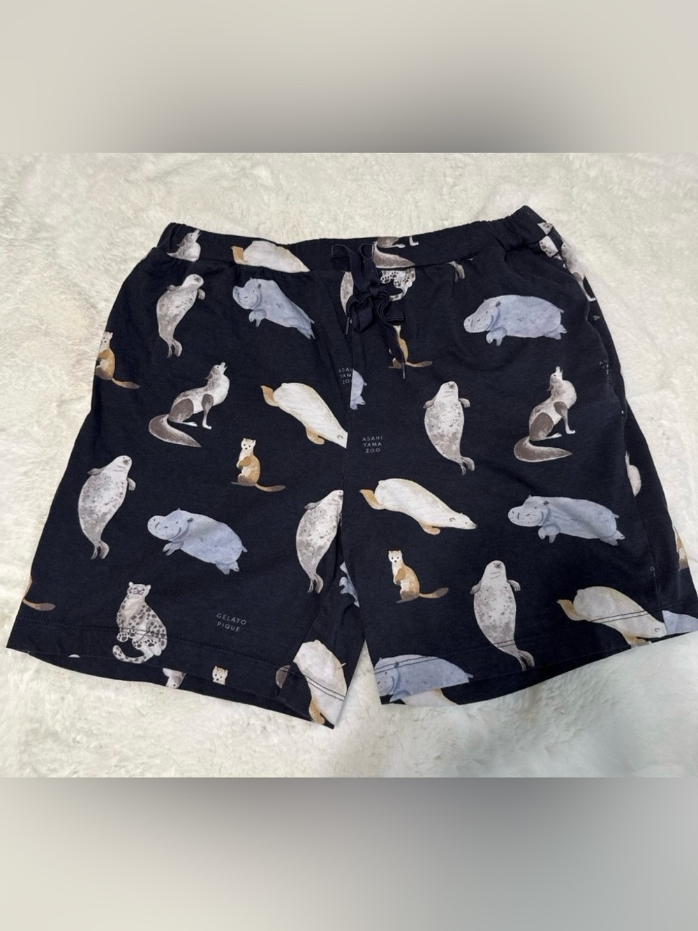 Gelato Pique Asahiyama Zoo Navy Animal Print Pajama Shorts One Size